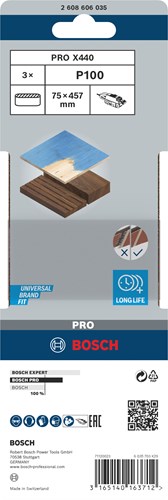 Accesorios Bosch bandas abrasivas secoya | 75x457mm | k100 | 3 piezas | 2608606035 - 2608606035