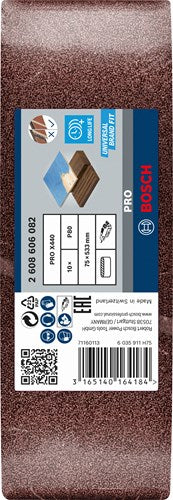 Accesorios Bosch bandas abrasivas secoya | 75 x 533 mm | k80 | por 10 | 2608606082 - 2608606082
