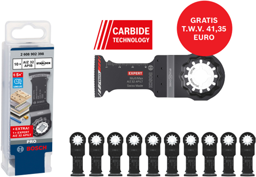 Accessori Bosch starlock aiz 32 apib bim, legno+metallo, curvo-tec 32 x 50 - confezione 10 pezzi + expert aiz 32 apilt - 2608902398