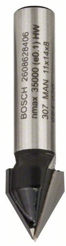 Bosch accessoires v-groeffrezen 8 mm, d1 11 mm, l 14 mm, g 45 mm, 60° 1st - 2608628406
