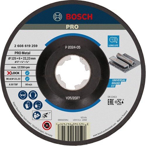 Bosch accesorios x-lock disco abrasivo experto para metal 125x6x22,23 mm, curvo - 1 pieza(s) - 2608619259