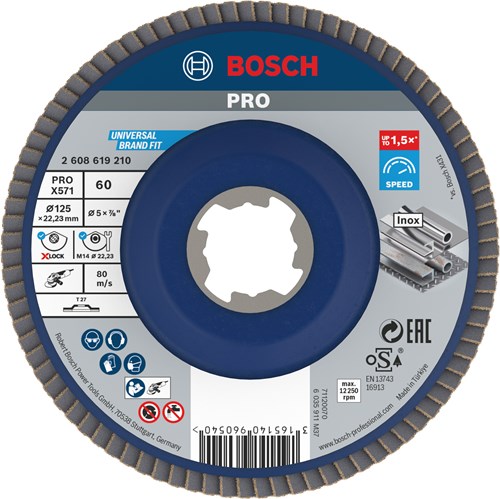 Accessori Bosch disco lamellare x-lock best per metallo dritto, plastica, ø125mm, g 60, x571 - 1 pezzo(i) - 2608619210