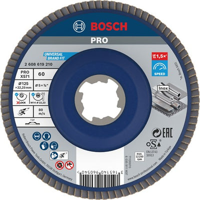 Accessori Bosch disco lamellare x-lock best per metallo dritto, plastica, ø125mm, g 60, x571 - 1 pezzo(i) - 2608619210