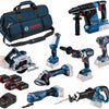 Bosch blauw 0615a5004a | accu combiset 18v 8 machines in tas (4x 5.0ah accu + lader) - 0615a5004a
