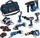Bosch blauw 0615a5004a | accu combiset 18v 8 machines in tas (4x 5.0ah accu + lader) - 0615a5004a