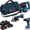 Bosch blauw bosch professional 18v toolkit - combiset - gsr 18v-65 + gws 18v-8 + gbh 18v-22 + 2x gba 18v 4.0 ah accu en gal 18v-40 lader