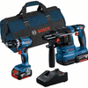 Bosch blu | pacchetto combinato | gsb 18v-45 + gbh 18v-22 | 18v| 2 batterie da 4,0 Ah + caricabatterie | in borsa - 0615a50039