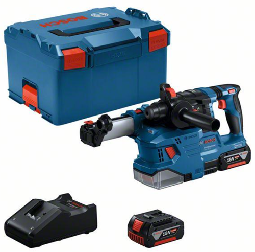 Trapano a percussione a batteria Bosch blu gbh 18v-22 + aspirazione polvere gde 18v-12 | 2 batterie da 4,0 Ah | in l-boxx - 0611924003