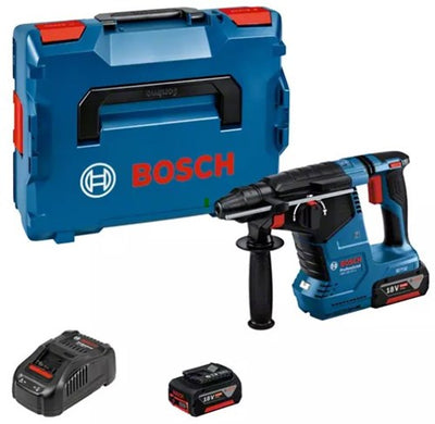Trapano avvitatore a percussione professionale Bosch blue gbh 18v-24c | sds-plus | 2 batterie da 5,0 Ah + caricabatterie rapido | in l-boxx 0611923003
