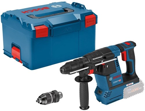 Bosch azul gbh 18v-26 f | taladro percutor inalámbrico 18v sds-plus en l-boxx con portabrocas y mango intercambiables | sin pilas ni cargador - 061191000j