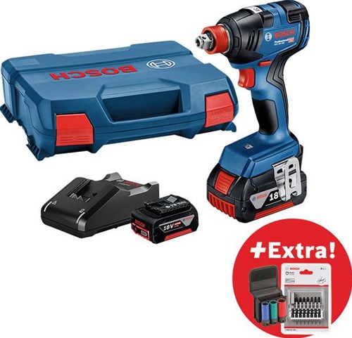 Bosch blu gdx 18v-200 professionale | Avvitatore ad impulsi a batteria | impostare | 2 batterie | in l-boxx - 0615990m38