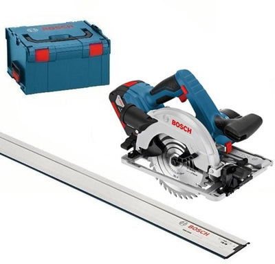 Bosch blue gks 18v-57 g professional cordless circular saw | 5.0ah li-ion | in l-boxx | with 1600mm guide rail - 06016a2102