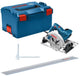 Sega circolare professionale Bosch blue gks 55+ gce + fsn 1400 | impostare | 1350w| 1 binario di guida | Lama per sega da 165 mm - 0615990m91