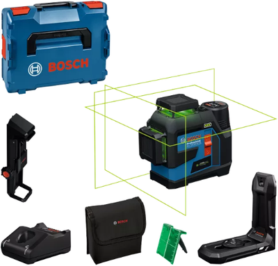 Laser di linea professionale Bosch blue gll 12v-100-33 cg | in l-boxx 136 con 1 x batteria gba 12v 2.0ah + l-boxx - 0601065401