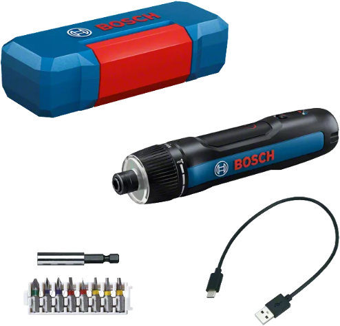 Bosch blauw go 3 accuschroevendraaier | incl. 1x 2.0ah accu + lader | in koffer + 8-delige schroefbitset - 06019h2201