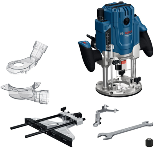 Bosch blauw gof 20-12 bovenfrees | incl. sleutel, parallelgeleider, 2x spantang, 2x stofadapter, rolgeleider - 0601627221