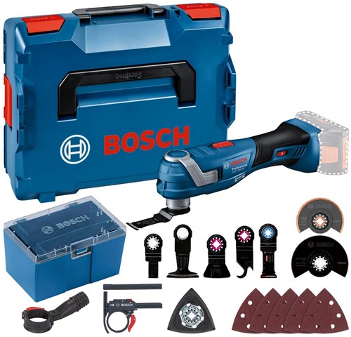Multiutensile a batteria Bosch blue gop 18v-34 con accessori 18v | senza batterie e caricabatterie in l-boxx - 06018g2002