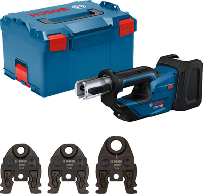 Alicate prensador de bateria bosch gpt azul 18v-19 | 3 mordazas de presión th | sin baterias ni cargador en l-boxx - 06019m2004