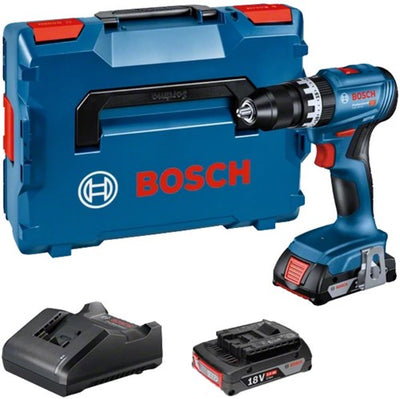 Avvitatore a batteria e trapano a percussione Bosch blu GSB 18V-45 | 2 batterie da 2,0 Ah + caricabatterie | in l-boxx - 06019k3303