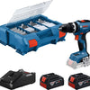 Taladro atornillador de impacto inalámbrico bosch gsb 18v-65 azul | incluido 2x cargador GBA 18v 4.0 ah gal 18v-40 | 82 accesorios - 06019n3307