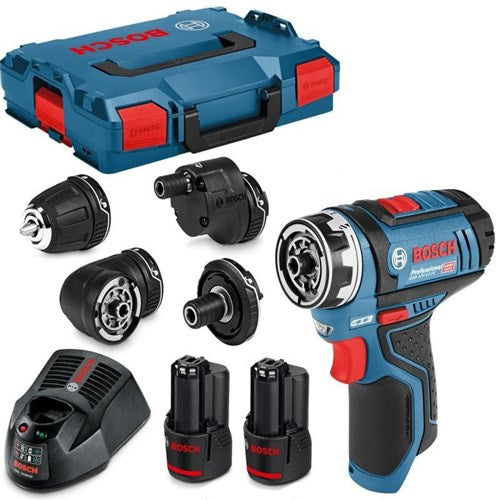 Bosch blauw bosch professional accu schroefboormachine gsr 12v-15 fc - inclusief 2x 2,0ah accu - lader en opzetstukken (gfa 12-x 12-b 12-w 12-e)