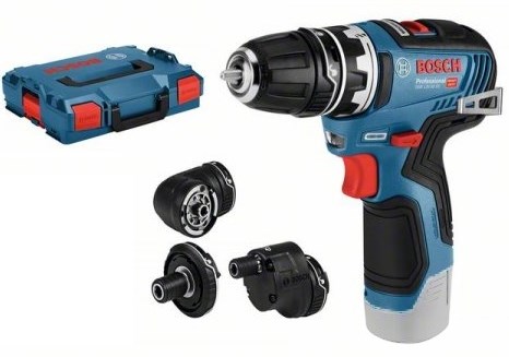 Trapano avvitatore a batteria Bosch GSR 12V-35 FC blu + accessori | senza batterie e caricabatterie | in l-boxx - 06019h3003
