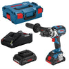 Bosch blue gsr 18v-110 c - set trapano/avvitatore a batteria agli ioni di litio 18v (batteria 2x4.0ah) in l-boxx - 06019g010a