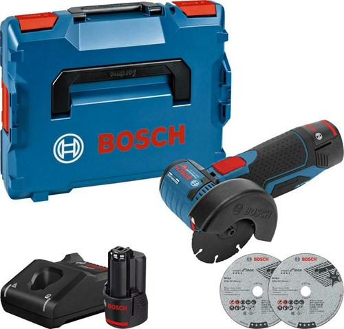 Amoladora angular inalámbrica profesional Bosch gws 12v-76 azul | Baterías 3.0ah en l-boxx - 06019f200b