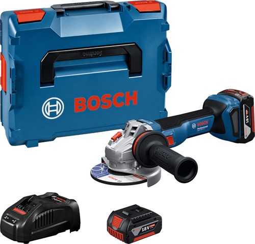 Bosch blue gws 18v-11 s battery angle grinder | including 2x GBA 18v 5.0 ah gal 1880 cv charger - 06019n4002