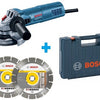 Bosch blauw gws 880 professional haakse slijper | 125mm | + 2 diamantschijven in koffer - 060139600b