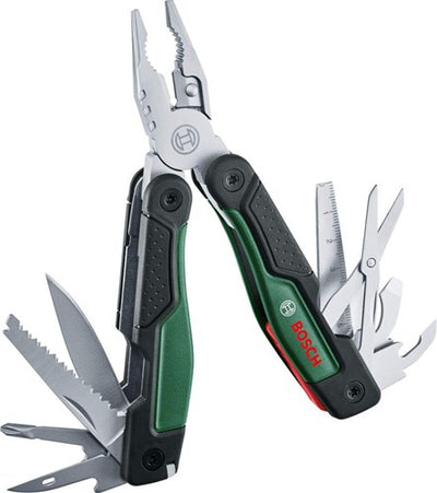 Bosch accessoires bosch groen 16-in-1 multitool (16-in-1 multitool (punttang, nijptang, draadschaar, 2x schroevendraaier (sl4 6, ph), metrisch liniaal, mes, zaag, vijl, flesopener, blikopener - 1600a02z98