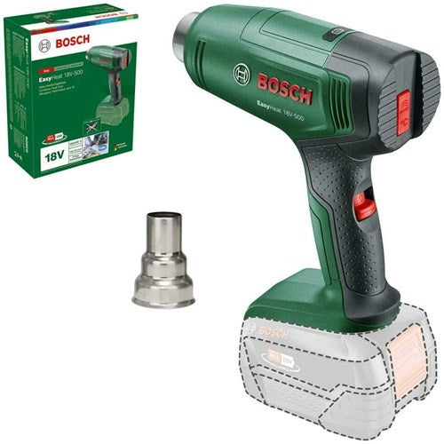 Pistola ad aria calda cordless Bosch easyheat 18v-500 verde | incl. ugello riduttore | senza batteria e caricabatterie - 06032a8000