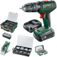 Bosch groen universalimpact 18v | accuklopboorschroevendraaier | 1.5 ah + 2.5 ah accu + lader | + systembox en accessoires 06039d4107
