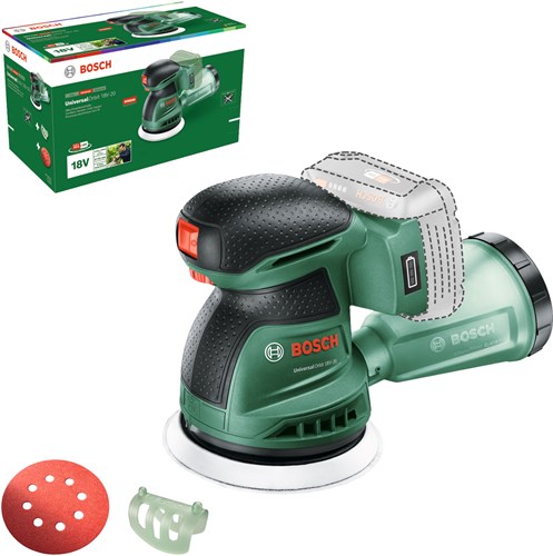 Levigatrice eccentrica a batteria Bosch universalorbit 18v-20 verde | escluse batterie e caricabatteria - 06033e4100