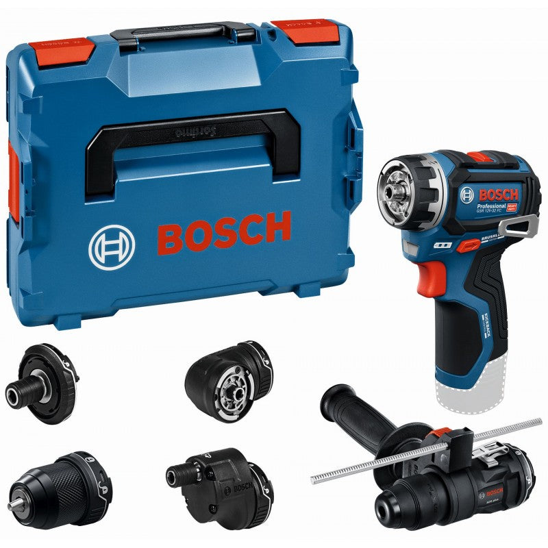 Taladro inalámbrico profesional bosch gsr 12v-32 fc azul - flexiclick | sin pilas ni cargador | con accesorios - 06019n7102