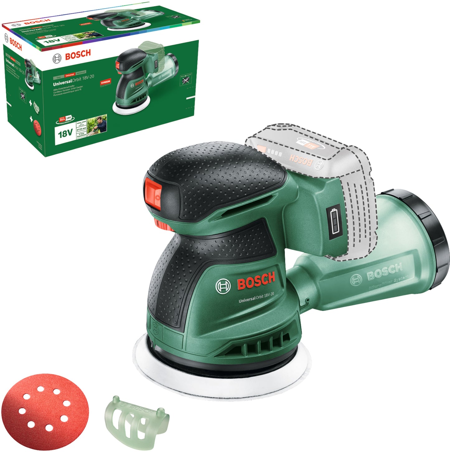 Bosch groen universalorbit 18v-20 accu-excenterschuurmachine | exclusief accu's en lader - 06033e4100