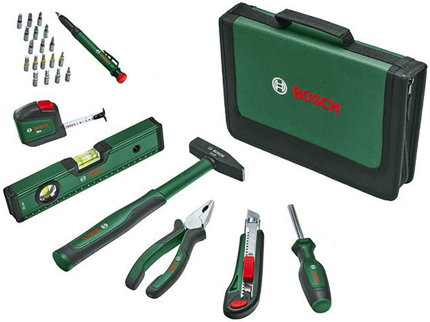 Juego de herramientas manuales universales verdes de Bosch | 25 piezas - 1600a0275j