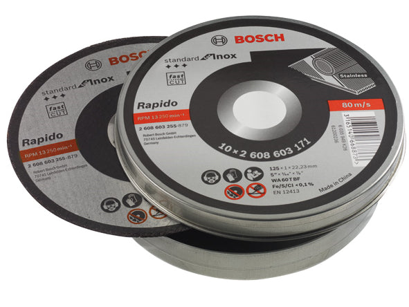 Accessori Bosch Dischi da taglio Bosch metallo acciaio inossidabile 115 mm x 1 mm | per 10 - 2608603254