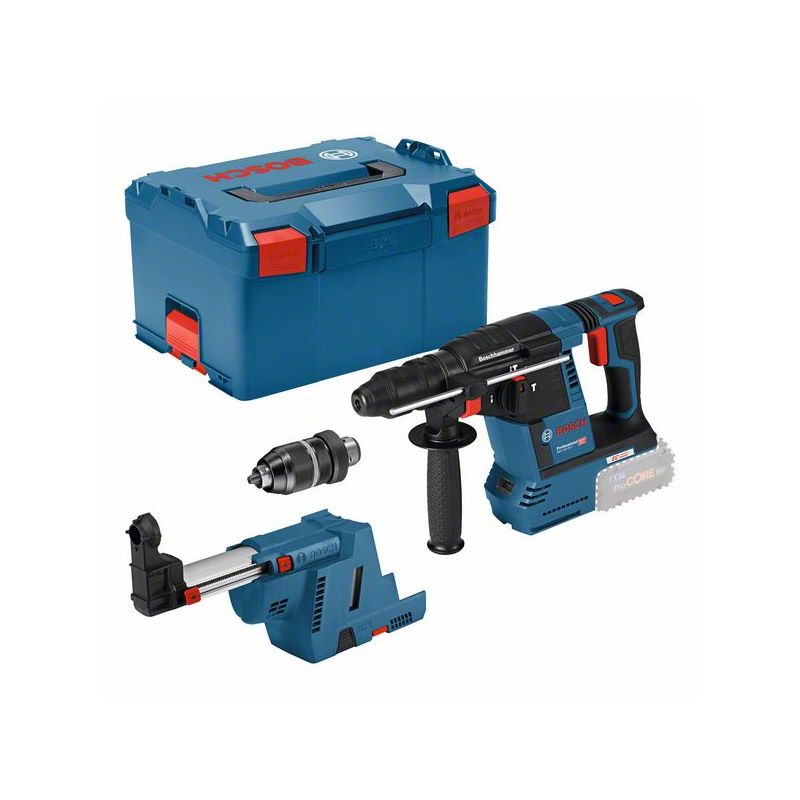 Taladro percutor inalámbrico bosch azul gbh 18v-26 f con extracción de polvo gde 18v-16 | sds plus | sin pilas ni cargador - 061191000k