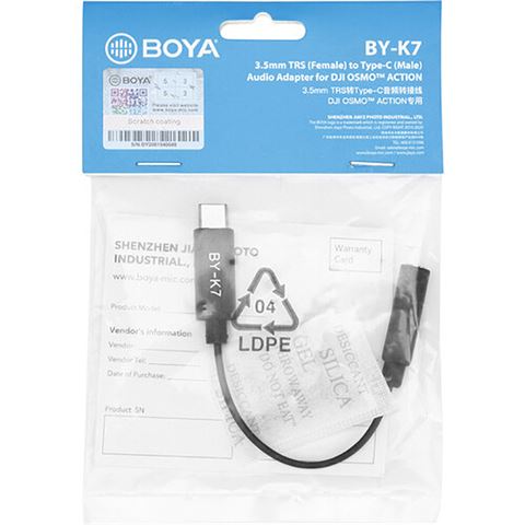 Boya Universal Adapter BY-K7 3,5 mm TRS a USB-C per DJI Osmo Action