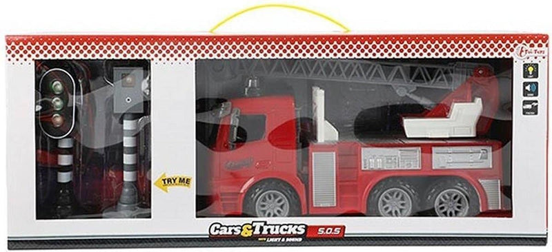 Piattaforma aerea per auto brigate di toi-toys con semaforo e polo flash