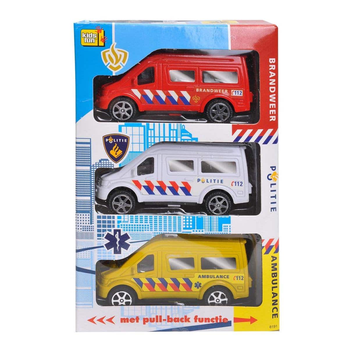 Jonotoys Kids Fun Auto Auto APO de emergencia; S de plástico, ambulancia policial y brigada de bomberos