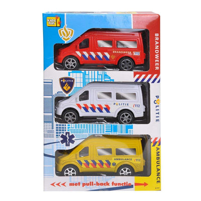 Jonotoys Kids Fun Auto Auto APO de emergencia; S de plástico, ambulancia policial y brigada de bomberos