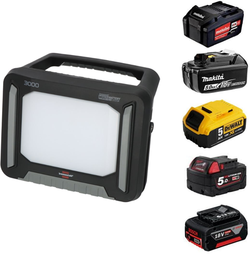 Batteria multipla Brennerstuhl | condotto | lampada da costruzione a batteria | 3000 ma | 3150lm | ip651173700007