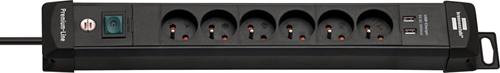 Ciabatta Brennerstuhl Premium Line con USB | 6 volte | nero | 3m h05vv-f 3g1.5 | fr be - 1951164602