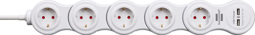 Brennerstuhl vario toma de corriente con USB 5 vías blanco, 1,4m h05vv-f 3g1.5 - 1155350210