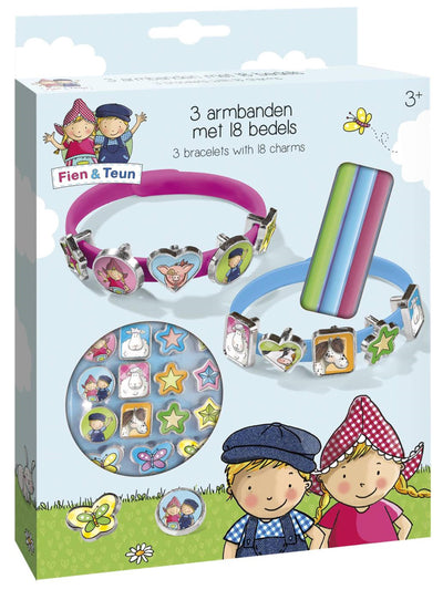 Bambolino fien teun schuif armbandjes maken - 3 armbandjes met 18 schuifbedels - vanaf 3 jaar - toys - boerderij thema