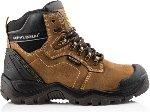 Buckbootz werkschoen bsh009 hoog s3 + kn | bruin bsh009br | maat 44 - 00.176.033.44