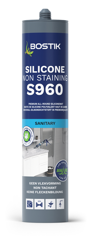 Bostik s960 silicone antimacchia | 310ml| nero (12 pezzi) - 30620944