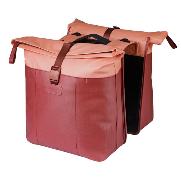 Basil bolsa doble para bicicleta vive mik 28-35l 14 x 30 x 38 cm - rosa burdeos